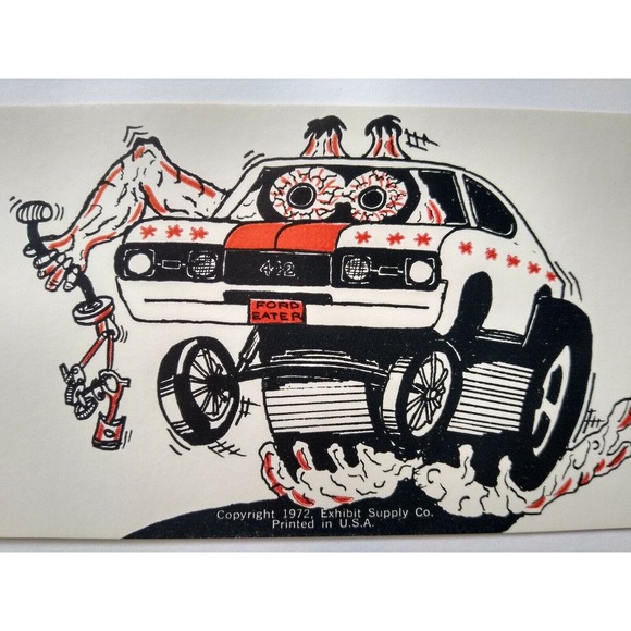 Hot Rod Postcard 442 Ford Eater Car Beatnik Monster Custom Racer Vendor Card - Picture 3 of 3